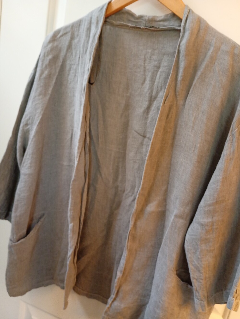 Viola Borghi ~ Made In Italy | Lightweight Grey Open-Front Linen Jacket | S